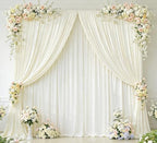16x10FT Cream White Backdrop Curtain for Wedding Parties, Wrinkle Free Polyester Photography Backdrop Drapes for Wedding Baby Shower Birthday Parties Stage Background Stand Decorations 4x10ft,4 Panels by Partisky