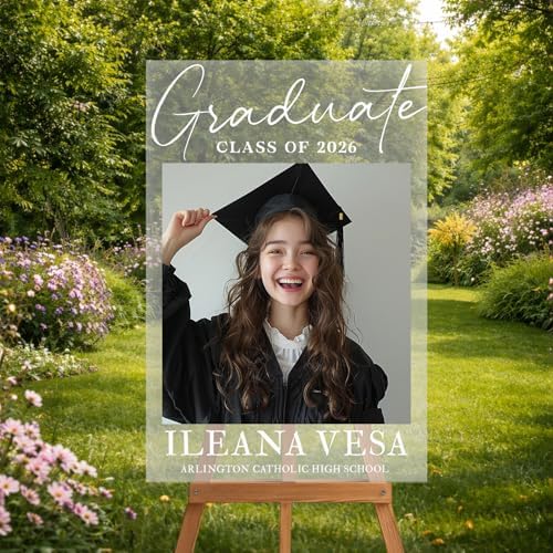 Personalized Graduation Lawn Sign with Photo, Custom Graduation Class of 2026 Picture Display for Outdoor Yard Decor, Clear or Frosted Acrylic Option, Waterproof Sign for Party Setup - Image 2