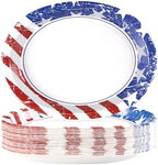 Grencian 50Pcs Patriotic Oval Large Paper Plates 12 x 10 Inch Heavy Duty by Grencian