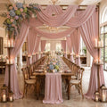 20ftx12ft Dusty Pink Backdrop Curtains for Parties, Wrinkle Free Polyester Dusty Pink Photo Backdrop Drapes 4 Panels 12 ft Long Back Drop Cloth for Wedding Birthday Photography Background Party by Htper
