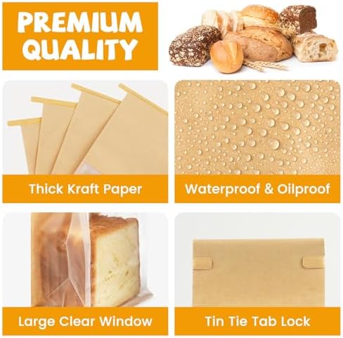 100 Pcs Bakery Bags with Window, 5.1"x3.9"x11" Cookie Packaging with Seal - Image 3