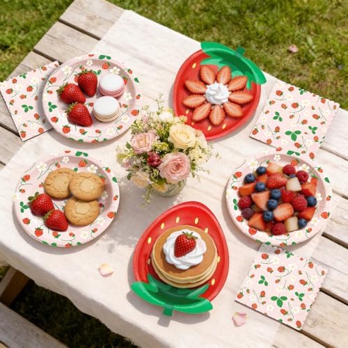 Strawberry Paper Plates Set, Strawberry Birthday Party Decorations, 50Set - Image 7