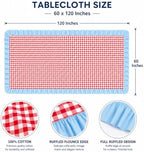 JarThenaAMCS Red Plaid Gingham Blue Ruffled Tablecloth 60 x 120 Inch Rectangular Cotton Farmhouse Table Cover for Birthday Baby Shower Independence Day Party Kitchen Outdoor Picnic - Image 2