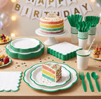 350 Pcs Green Rim Paper Plates and Napkins Party Supplies - Image 5
