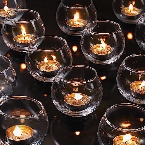 36 Pcs Glass Candle Holders for Table Centerpieces- Small Clear Votive Candle Holders Bulk for Wedding, Bridal Shower, Birthday Party Table Decorations, Fits Standard Tealights by LAMORGIFT