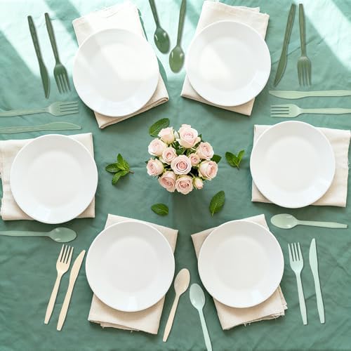 FYSUIMU 360Pcs Sage Green Plastic Silverware Heavy Duty Disposable Cutlery Set Includes Forks Spoons Knives for Wedding Birthday Bridal Baby Shower Party Utensil Supplies - Image 7