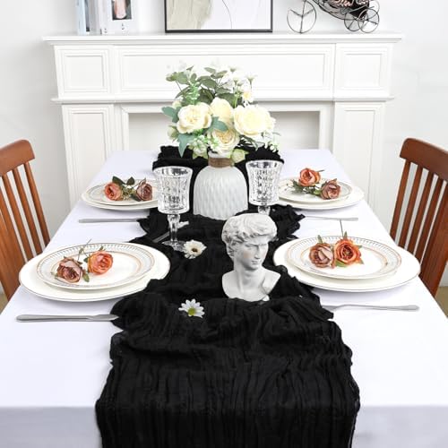 12 Pack 23 x 120 Inch Black Table Runner 10Ft Cheesecloth - Image 3