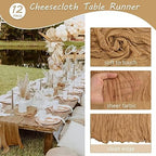 35x157 Inch Nude Cheesecloth Table Runner Neutral Boho Wedding Party Decor - Image 4
