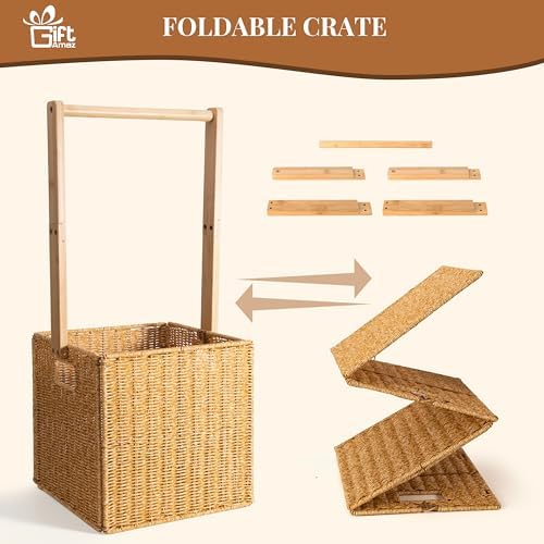 GiftAmaz Baby Shower Crate Closet, Large Hand-Woven Rattan Baby Basket - Image 4