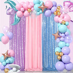 Baby Blue Christmas Backdrop Curtains 4 Pieces 2FTx8FT Sequin Photo Pooth - Image 2
