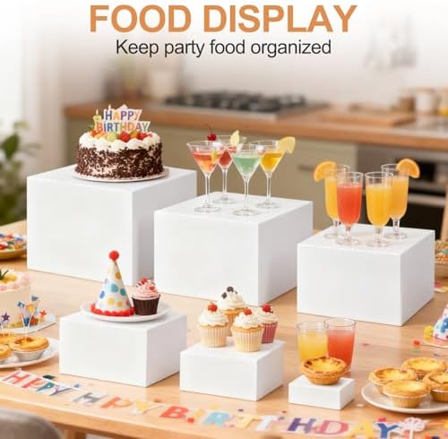 6 Pcs Acrylic Buffet Risers and Stand Food Risers with Mini Sign and Marker - Image 2