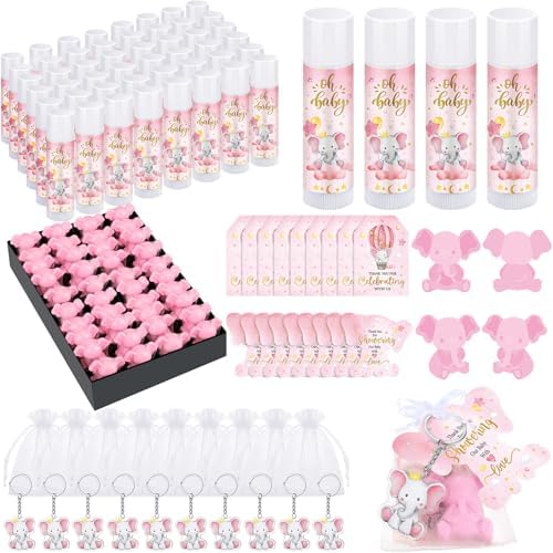 288 Pcs Baby Shower Favors Set for Guests,Pink,Elephant by Dansib