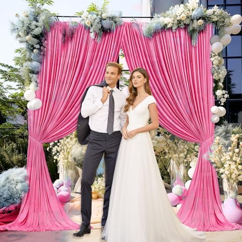 10 x 7 Feet Pink B Backdrop Curtain for Partie, Background Curtains for Photoshoot, Birthday, Wedding, Halloween, Thanksgiving, Christmas Day, New Year Party Decorations 5Ft x 7Ft, 2 Panels - Image 6