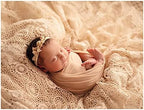 Honra Orraphtstu Baby Photography Props Lace Blanket for Newborn Photoshoot Layers Photo Posing Backdrop Boho (M, Beige) by Unknown
