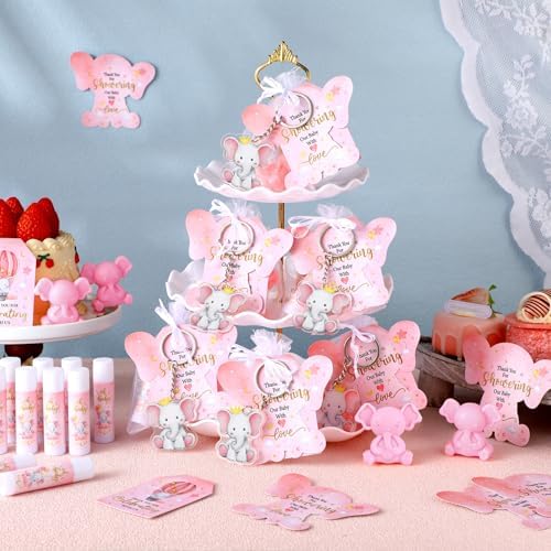 288 Pcs Baby Shower Favors Set for Guests,Pink,Elephant - Image 5
