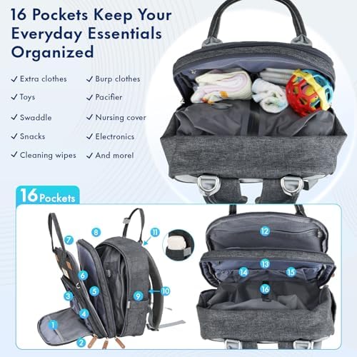 RUVALINO Travel Diaper Backpack with Vacuum Compression, Dark Gray - Image 4