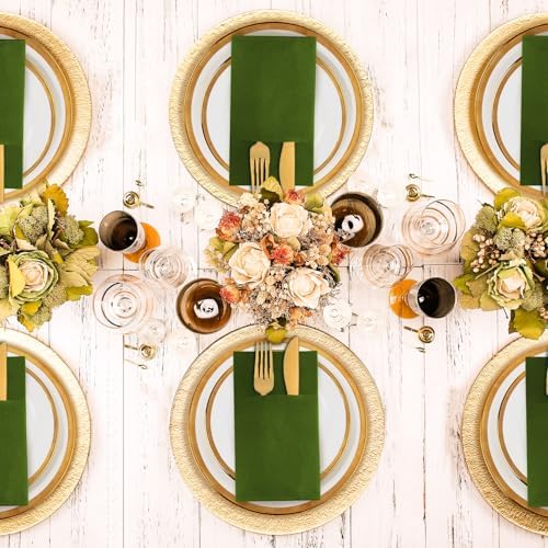 KAMMAK Matcha Green Napkins Disposable with Pocket Cloth Like Dinner Paper Napkins 100 Pack Folded Wedding Reception Napkin Bathroom Guest Hand Towels for Party Decoration (16.5 x 16.5 inch) - Image 5