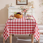 Gingham Tablecloth Rectangle Table, Cotton Linen Fabric Picnic Checkered Table Cloth Farmhouse Washable Wrinkle Free Buffalo Plaid Table Cover for Outdoor Birthday Party, Red, 60x106 - Image 6