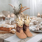 Mifoci 3 Set Cowboy Boot Vase Table Centerpiece, Reed Grass, Light Brown - Image 4