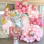 7.2x7.2ft Elephant Baby Shower Round Backdrop Watercolor Pink Floral Photography Background Circle Backdrop Cover Girls Birthday Newborn Gender Reveal Party Decoration Banner Photo Booth Props - Image 3