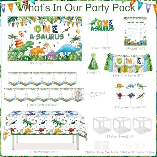 One a Saurus Birthday Decorations, 105Pcs Dinosaur 1st Party Decorations - Image 2