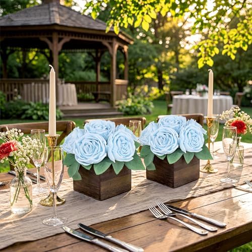 Sky Blue Dining Table Centerpiece Set of 6, Pre-Made, Wooden Box - Image 6