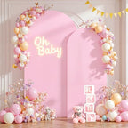 Pink and Hot Pink Arch Cover 2 Set - 7.2FT and 6FT Arch Backdrop Cover Spandex Fitted Wedding Arch Stand Covers for Baby Shower Girls Birthday Party Photo Balloon Arch Covers Stretchy Backdrop - Image 3