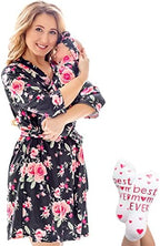 Mommy and Me Robe and Swaddle Set | Maternity Robe Matching Baby Girl, Boy by ECOBABYMadeWithLove