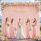 16x10FT Pale Pink Backdrop Curtains for Wedding Parties, Wrinkle Free Polyester Photography Backdrop Drapes for Wedding Baby Shower Birthday Parties Stage Background Stand Decorations 4x10ft,4 Panels - Image 7
