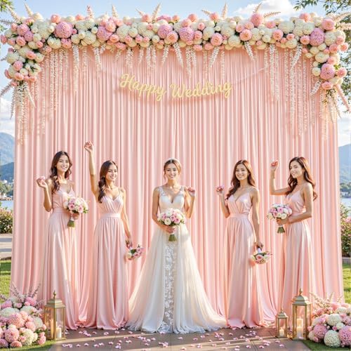16x10FT Pale Pink Backdrop Curtains for Wedding Parties, Wrinkle Free Polyester Photography Backdrop Drapes for Wedding Baby Shower Birthday Parties Stage Background Stand Decorations 4x10ft,4 Panels - Image 7
