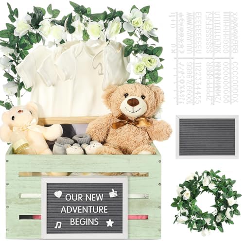 Barydat Wooden Baby Shower Crate Closet Baskets for Baby Shower, Green by home