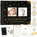 Book Keepsake, Baby Memory Book From Pre-Birth to 5th Year, with 2 Photo Pockets, Milestone Stickers, Hand/Footprint Inkpad, Baby Album and Baby Book for Girls or Boys (Black) by BLUSHYBABY