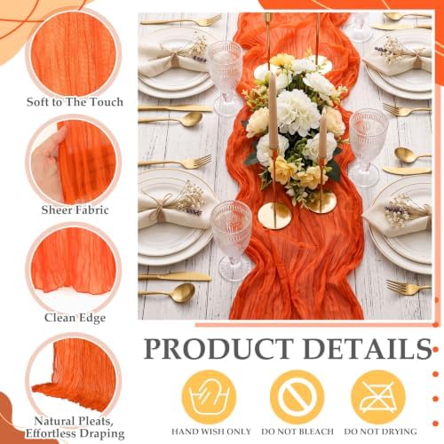 6 Pcs Orange Sunset Party Decorations Cheesecloth Table Runner - Image 5