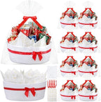 FoldTier 8 Pack Christmas Woven Gift Baskets with Handles,White by FoldTier