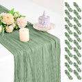 Teruntrue 20 Pack Sage Green Cheesecloth Table Runner 17x108 Inch, Boho Gauze Sheer Fabric Cheese Cloth Table Runners for Wedding Party Bridal Shower Baby Shower Birthday Home Decor Garden Farmhouse by Teruntrue
