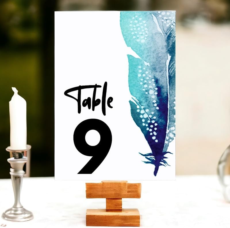 Blue Feather Design Table Number Cards Double Sided Party Table Numbers for Reception Baby Shower Anniversary Birthday Bridal Party 4x6 100 Pcs - Image 2