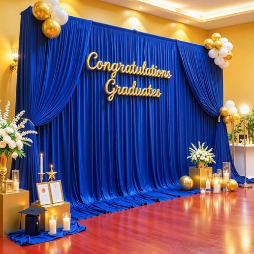 20ft x 10ft Royal Blue Backdrop Curtains Wrinkle Free Polyester Drapes - Image 2