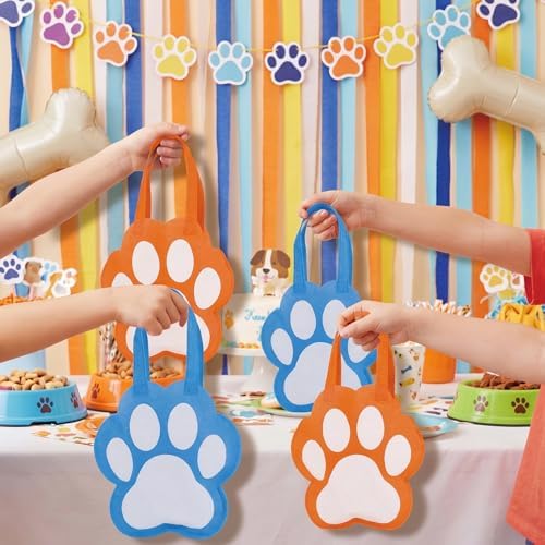 Tranqun 36 Pcs Blue Dog Paw Print Party Favor Bags with Handle - Image 5