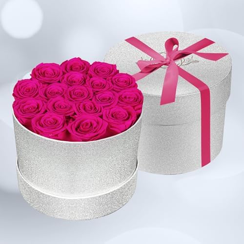 Prifroti 17 Hot Pink Flowers in Glitter Box, Birthday Gifts for Women, Preserved Flowers, Mothers Day Roses Gift for Mom - Image 5