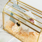 Gold Wedding Glass Card Box with Slot and Heart Lock, Large Clear Card Box for Wedding Reception, Bridal Shower, Handmade Brass Glass Display Box Weddings Centerpiece - Image 4