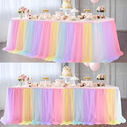 Suppromo 2 Pack 6ft Rainbow Table Skirt for Birthday Party Tulle Tutu Table Skirt for Baby Shower Girl Boy Gender Reveal Rainbow Tablecloth for Unicorn Party Decorations by Suppromo