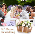 Tuanse 30 Pcs Basket for Gift Empty DIY Bulk Gift Basket Kit with Handle Kraft Cardboard Tray with 30 Bag 30 Bow Market Tray for Wedding Party(Brown Gold,9.8 x 6.7 x 4.3 in) - Image 6