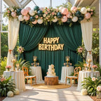 20ftx15ft Hunter Green Backdrop Curtains for Parties, Wrinkle Free Polyester Hunter Green Photo Backdrop Drapes 4 Panels 15 ft Long Back Drop Cloth for Wedding Birthday Photography Background Party - Image 3