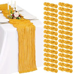 30 Pack Cheesecloth Table Runner 10FT Gold Table Runner Boho Gauze Cheese Cloth Table Runners Long Rustic Sheer Table Decorations for Wedding Party Baby Bridal Shower Birthday Holiday Home by Showgeous