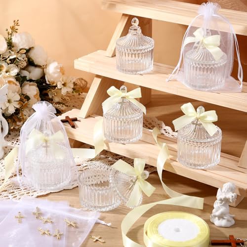 24 Sets Baptism Favors Crystal Bowl Cross Communion Baby Shower - Image 4