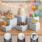 6 Pcs White Buffet Risers, Food Risers Display Stands for Buffet Table Party Catering Dessert Jewelry Collectibles,Cube Nesting Boxes with Hollow Bottoms 6 Sizes (10" 9" 8" 7" 6" 5") - Image 3