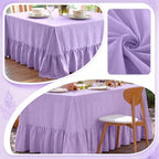 Moukeren 120"x60" Ruffled Tablecloth Table Cover, Purple, Classic - Image 6
