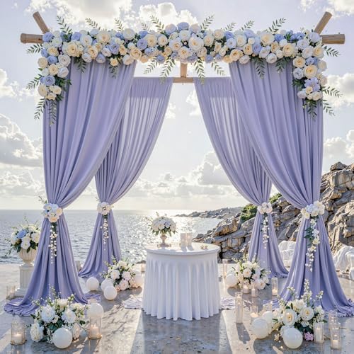 40 ft x 10 ft Wrinkle Free Lavender Backdrop Curtain for Parties, Polyester Light Purple Photo Backdrop Drapes 8 Panels 5x10ft for Baby Shower Photoshoot Wedding Birthday Party Photography Curtains - Image 2