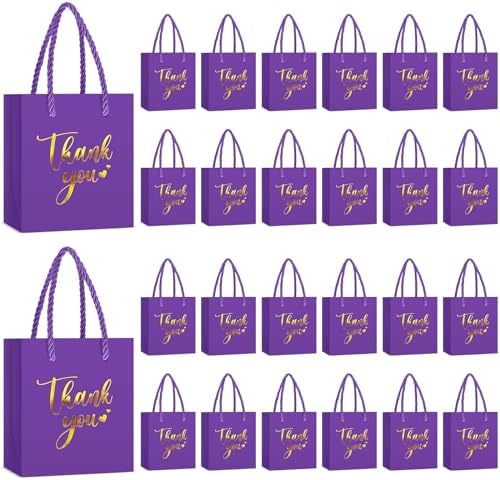 Honoson 60 Pcs Mini Thank You Gift Bag with Handle Bulk,Purple by Honoson