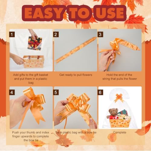 Funnymoom 24 Pcs Pumpkin Fall Gift Basket Set with Bags and Bows - Image 4